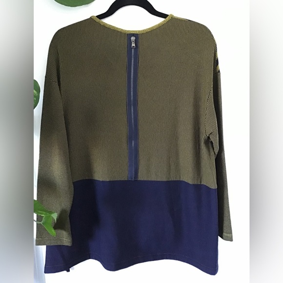 Naya Green and Navy Crew Neck Sweater Relaxed Fit - Picture 4 of 6